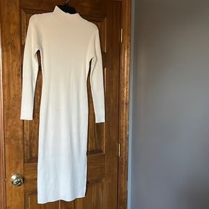 Size small, white, midi, ribbed sweater dress. Never worn.